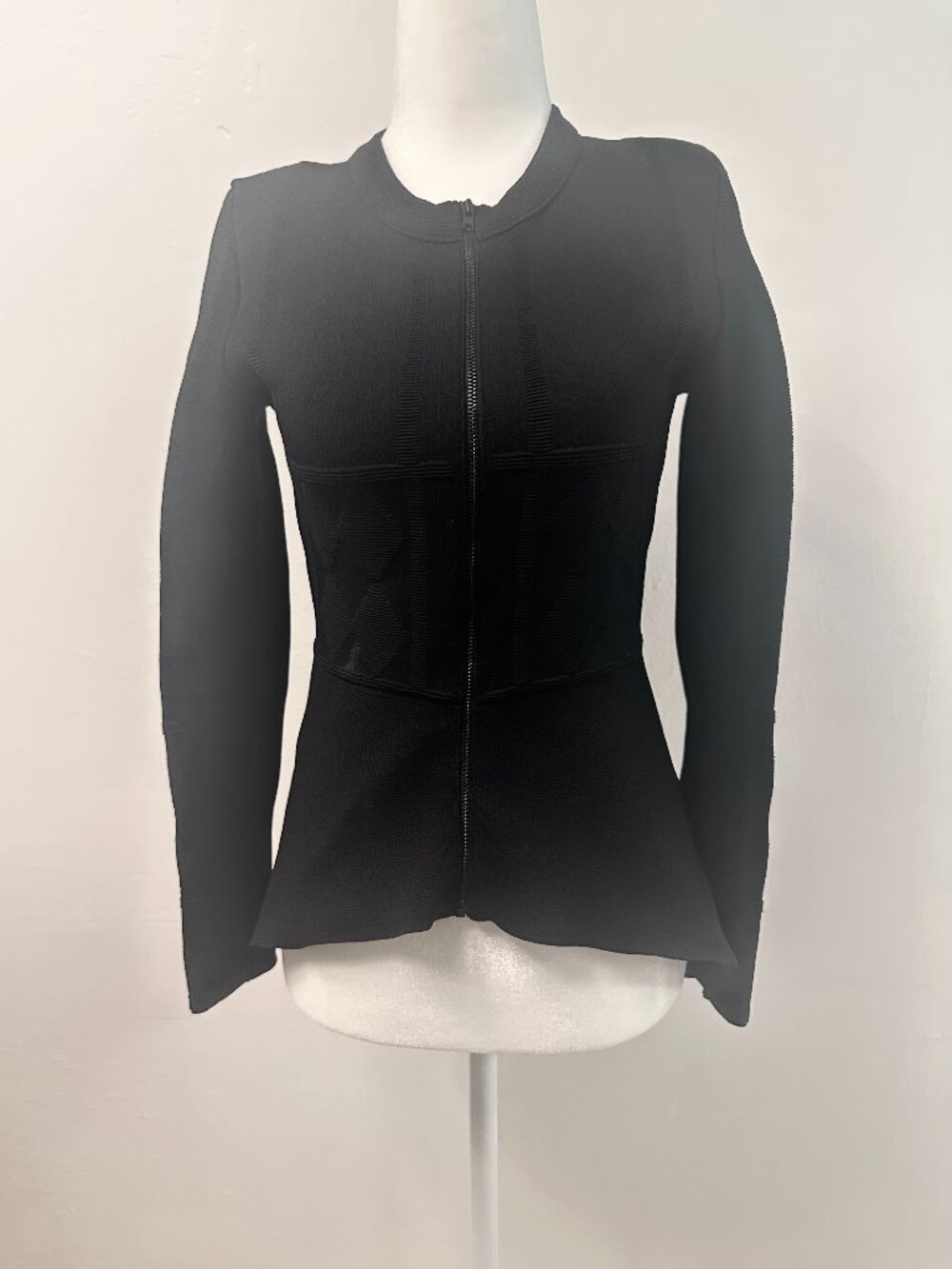 Scanlan Theodore Crepe Knit Peplum Jacket - Black